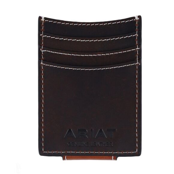 Ariat Men's Tooled Magnetic Money Clip Card Wallet - Picture 2 of 3